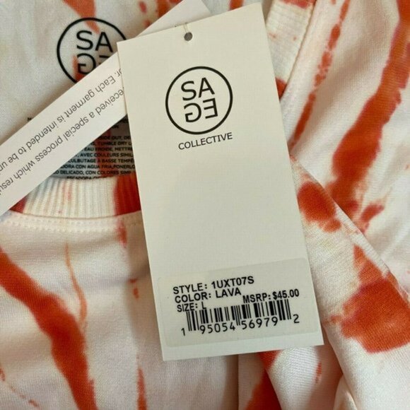 Sage L Coral Tie-Dye Crew Ribbed Neck Seamless Tank Top - Picture 5 of 5